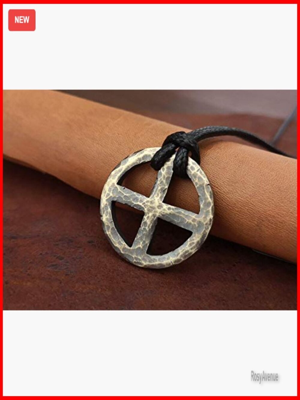Handmade Brass Solar Cross Pendant Necklace Adjustable String - Picture 4 of 7